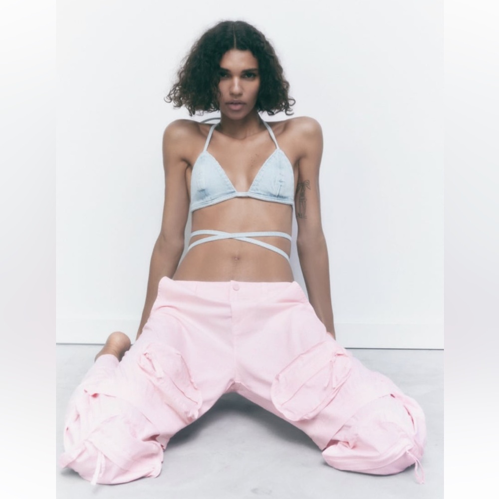 Zara pink convertible cargo pants size 6 new with tags